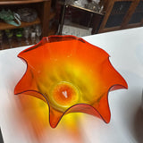 Vintage Blenko Amberina Ruffled Bowl