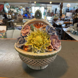Vintage Porcelain Floral Basket