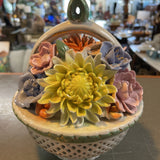 Vintage Porcelain Floral Basket