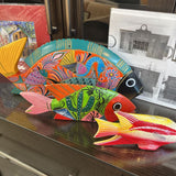 3 Wooden Painted Mexican Fish Set