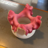 Satin Glass Ruffle Vase - Pink/White