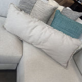Lumbar Woven Textured Pillow w Fringe