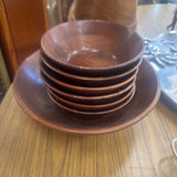 Wood Salad Set - Bowls w 6 Individual Salad Bowls