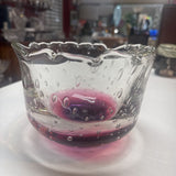 Murano-type Magenta & Clear Bowl w Bullicante Bubble Technique