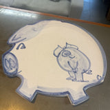 Hand-made Pig Shaped Stoneware Plate
