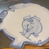 Hand-made Pig Shaped Stoneware Plate