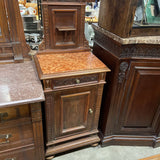Vintage Bedside Wood Table w/Marble Top