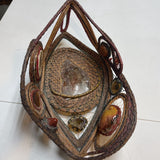Handcrafted Pine Needle & Stone Art Basket