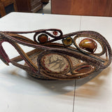 Handcrafted Pine Needle & Stone Art Basket