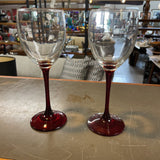 Vintage Red Stemmed Wine Glass