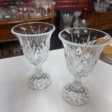 Set of 2 Large Cut Glass Goblets