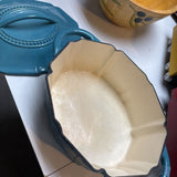 Teal Oval Enamel Coated Cast Iron Dutch Oven