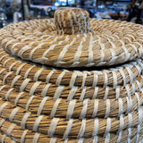 Woven Natural Grass Basket w/Lid