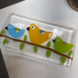 Art Glass Birdie Trinket Tray