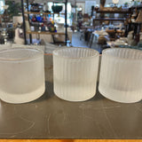 Set of 3 Frosted Striped Glass Votive Holders