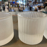 Set of 3 Frosted Striped Glass Votive Holders