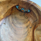 Handcrafted Mango Wood Bowl w/Turquoise Inlay