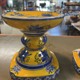 Set of Vintage Chinoiserie Porcelain Pedestal Candle Holders