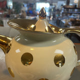 Vintage 1940s Hall China Ivory&22KT Gold Teapot