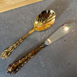 Set of Gold Flatware w Serving Pieces