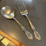 Set of 2 Silver Plate Serving Pieces - Fork/Spoon