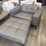 Barcelona Leather Chair 1/2 + Ottoman by AML