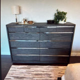 12 Drawer Tall Bezier Grey Oak Finish Dresser by RH