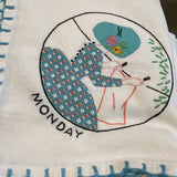 Vintage Appliqued Tea Towels-Set of 7-Days of the Week