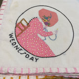 Vintage Appliqued Tea Towels-Set of 7-Days of the Week
