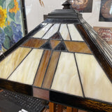 Oak Mission Style Stained Glass Lamp