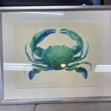 "Modern Blue Crab" Large Framed Print