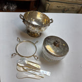 Vintage Silver-Plate Caviar Set w Mother of Pearl Spoons