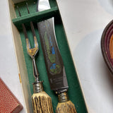 Vintage Paul Melchior Carving Set w Stag/Antler Horn Handles
