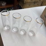Set of 4 Gold Trimmed Stemless Plastic Flutes