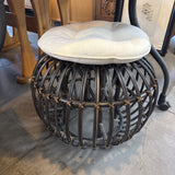 Lobster Pot Style Rattan Stool w Pillow