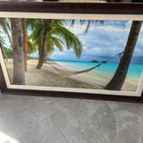 Large Palm Tree & Beach Framed Print