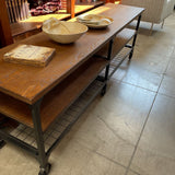 Industrial Style Console Table w/Wood Top