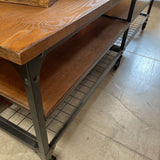 Industrial Style Console Table w/Wood Top