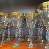 Vintage Gold Rimmed Tiffin Wine Glass
