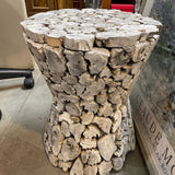 Rustic Wood Hourglass Accent Table