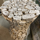 Rustic Wood Hourglass Accent Table