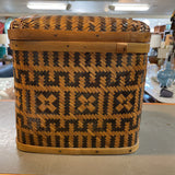 Vintage Bamboo Lidded Basket