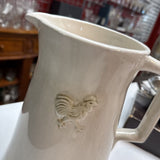 Goldinger Cream Ceramic Pitcher w Rooster Relief