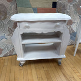 Vintage 1 Drawer Side Table w Shelves on Rollers