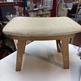 Small Footstool - Linen/Light Wood