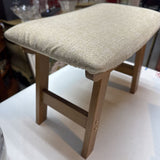 Small Footstool - Linen/Light Wood