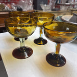 MCM Amber Art Glass Coupe Glasses - set of 4
