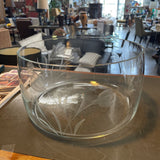 Glass Serving Bowl/Decor w/Etched Florals