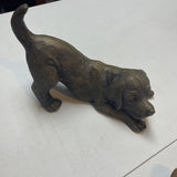 Bronze-Finish Playful Dog Statue
