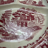 Vintage Willow Red Grill Plate (3 Section)